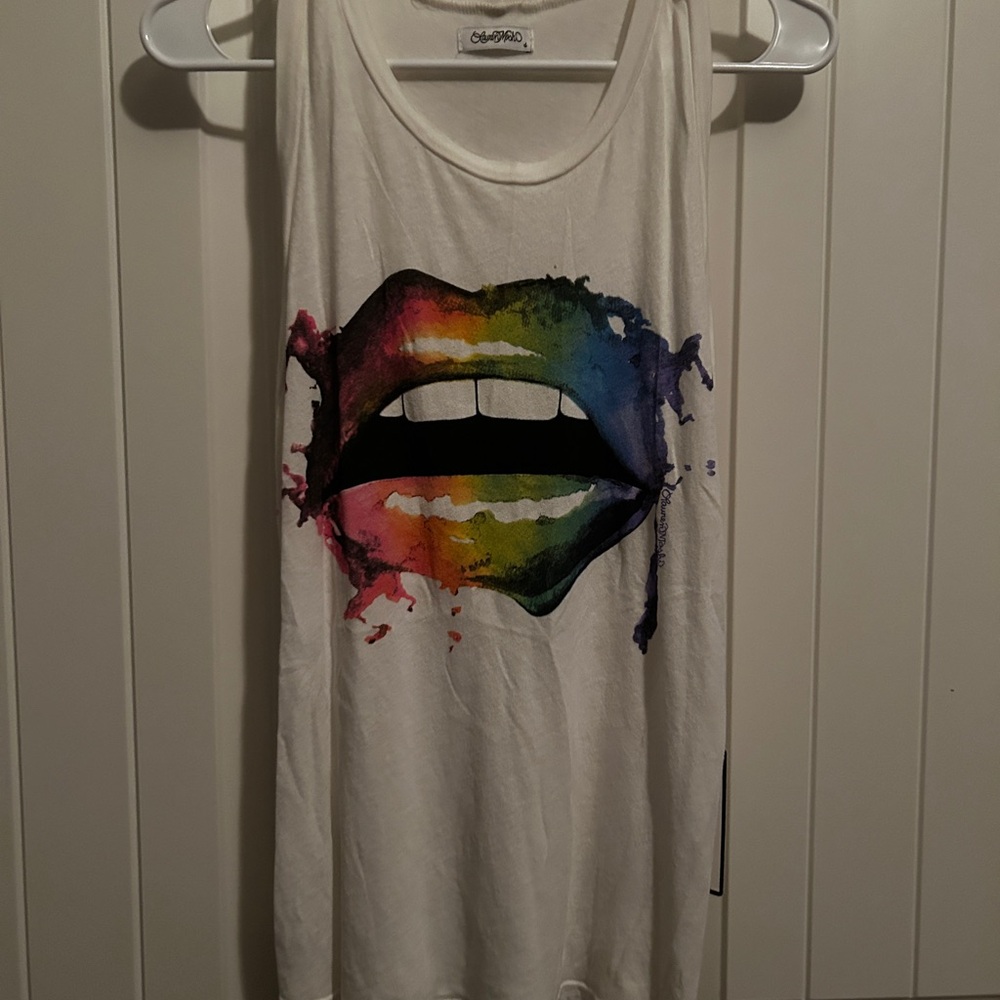 Lips Cream Sleeveless Top- Lauren Moshi
